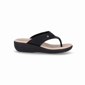 Chinelo Fascite Anabela Médio Preto