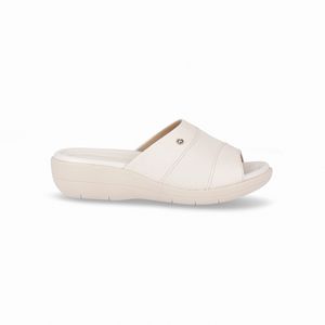 Tamanco Fascite Anabela Médio Off White