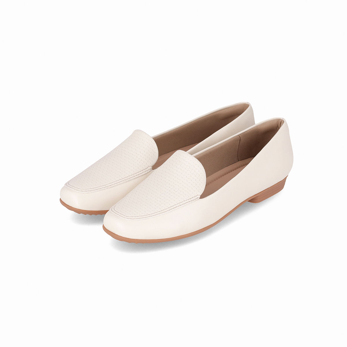 Loafer Raquel Salto Baixo Off White - PICCADILLY