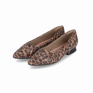 PICCADILLY MAXI - Sapato Silvia Salto Baixo Onça Nude Claro