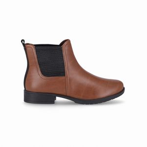 Bota Chelsea Leci Salto Baixo Camel