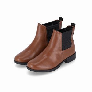 Bota Chelsea Leci Salto Baixo Camel