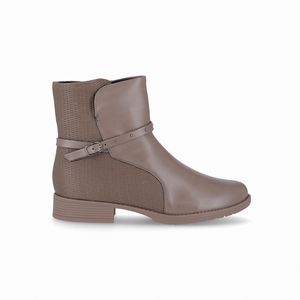 Bota Leci Cano Curto Salto Baixo Taupe