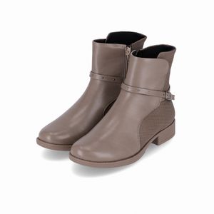 Bota Leci Cano Curto Salto Baixo Taupe