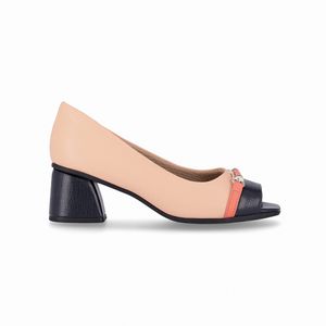PICCADILLY MAXI - Sapato Peep Toe Adriana Salto Médio Rose