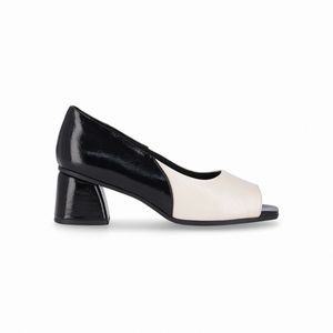 PICCADILLY MAXI - Sapato Peep Toe Adriana Salto Médio Preto