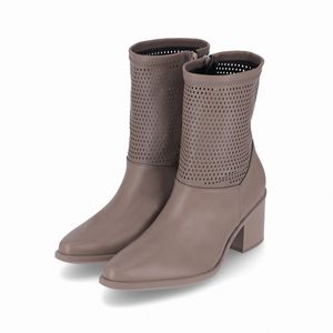 Bota Giordana Cano Médio Salto Alto Taupe