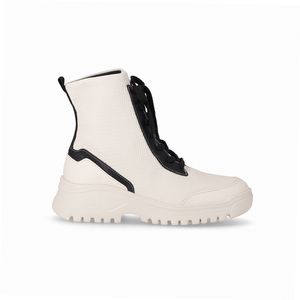 Bota Lana Cano Curto Salto Médio Off White