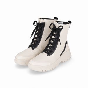 Bota Lana Cano Curto Salto Médio Off White