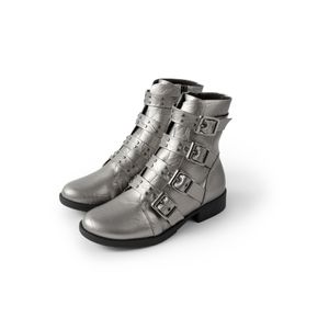 Bota Leci Cano Curto Salto Baixo Pewter