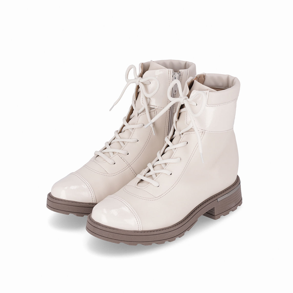 Bota Gisa Cano Curto Anabela Médio Off White - PICCADILLY