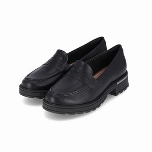 PICCADILLY MAXI - Sapato Mocassim Gisa Anabela Médio Preto