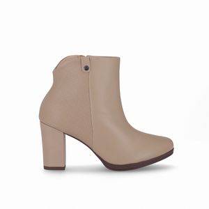 Bota Deise Cano Curto Salto Alto Areia