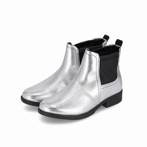 Bota Chelsea Leci Salto Baixo Prata