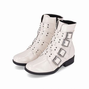 Bota Leci Cano Curto Salto Baixo Off White