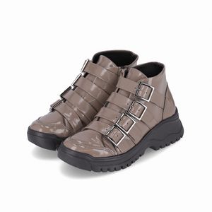 Bota Lana Cano Curto Salto Médio Taupe