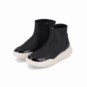 Bota Fascite Cano Curto Anabela Médio Preto