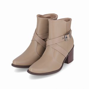 Bota Giordana Cano Curto Salto Alto Areia