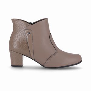 Bota Laura Cano Curto Salto Médio Taupe