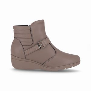 PICCADILLY MAXI - Bota Beth Cano Curto Anabela Médio Taupe