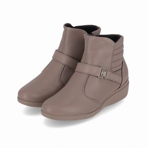 PICCADILLY MAXI - Bota Beth Cano Curto Anabela Médio Taupe