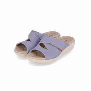 Tamanco Fascite Anabela Médio Quartzo Azul