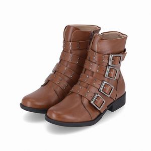 Bota Leci Cano Curto Salto Baixo Camel