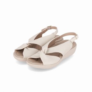 Sandália Fascite Anabela Médio Off White