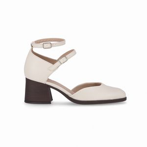 Sapato Cassiana Salto Médio Off White