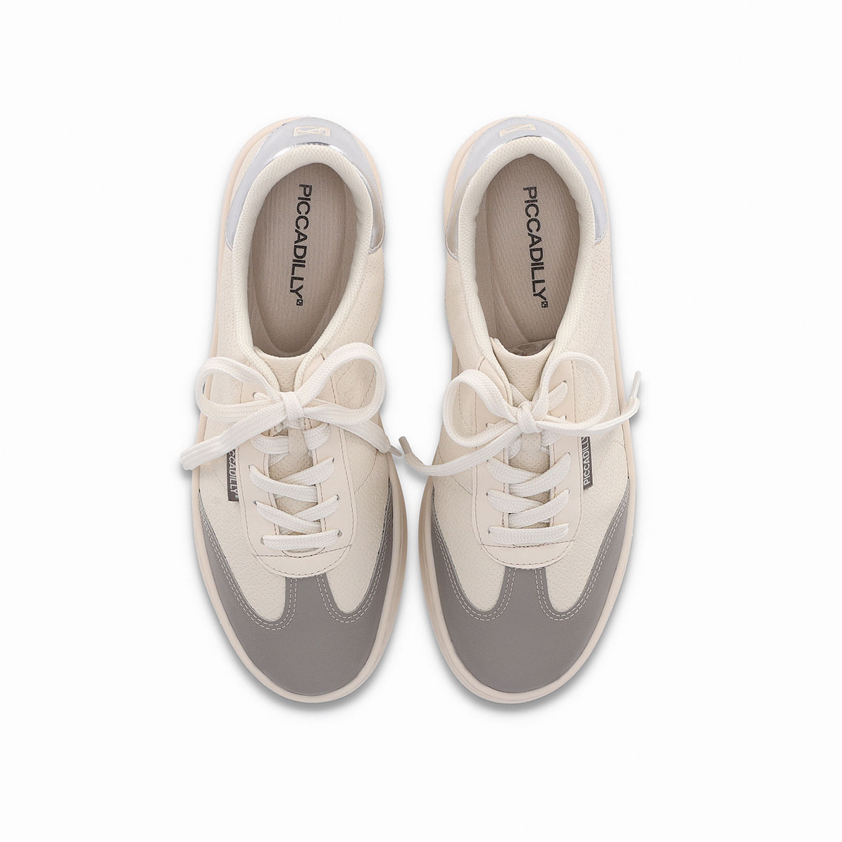 Tênis Beta Salto Baixo Off White/Concreto - PICCADILLY