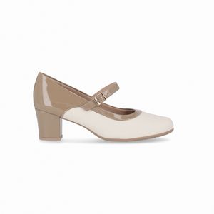 Sapato Boneca Laura Salto Médio Off White