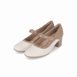 Sapato Boneca Laura Salto Médio Off White