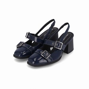 Sapato Slingback Cassiana Salto Médio Navy