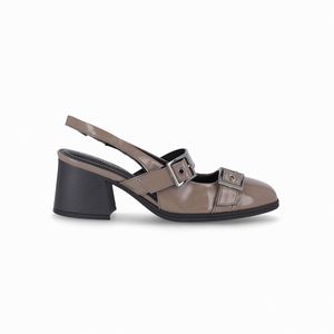 Sapato Slingback Cassiana Salto Médio Taupe