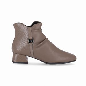 Bota Tati Cano Curto Salto Médio Taupe