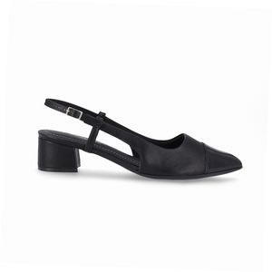 Slingback Taci Salto Médio Preto
