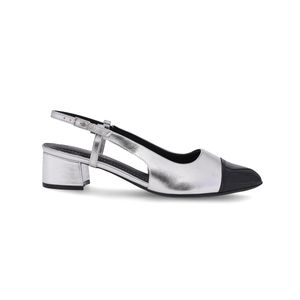 Slingback Taci Salto Médio Prata