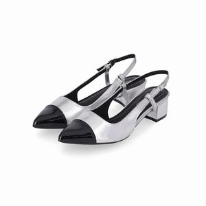 Slingback Taci Salto Médio Prata