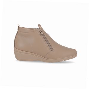 PICCADILLY MAXI - Bota Beth Cano Curto Anabela Médio Areia