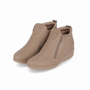 PICCADILLY MAXI - Bota Beth Cano Curto Anabela Médio Areia