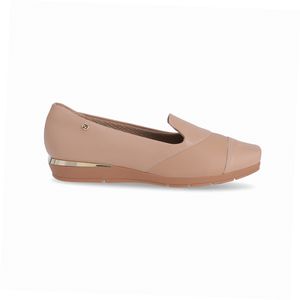 PICCADILLY MAXI - Sapato Loafer Fernanda Salto Baixo Nude Claro