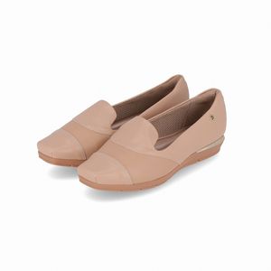 PICCADILLY MAXI - Sapato Loafer Fernanda Salto Baixo Nude Claro