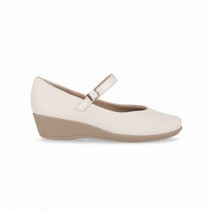 Sapato Boneca Ivone Anabela Médio Off White