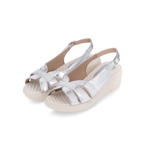 Sandália Slingback Cecilia Anabela Médio Prata