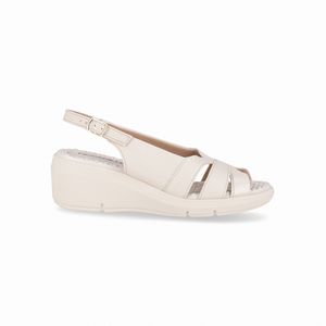 Sandália Slingback Cecilia Anabela Médio Off White
