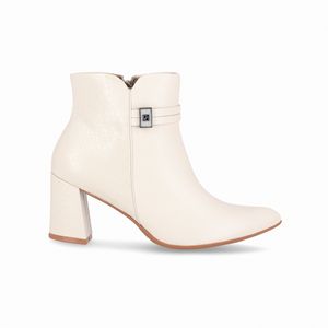 Bota Luiza Cano Curto Salto Alto Off White