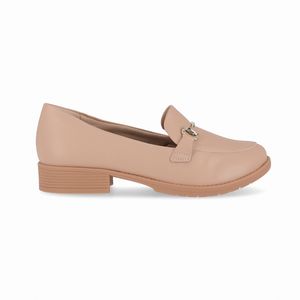Loafer Leci Salto Baixo Nude Claro