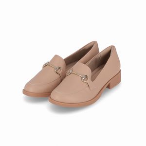 Loafer Leci Salto Baixo Nude Claro