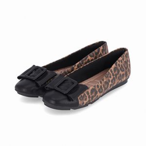 PICCADILLY MAXI - Sapato Michele Salto Baixo Onça com Preto