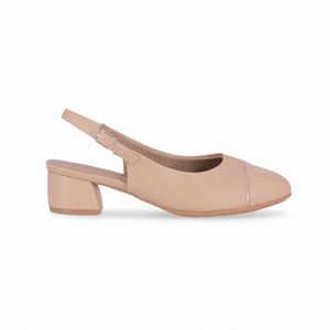 PICCADILLY MAXI - Sapato Slingback Sara Salto Médio Nude Claro